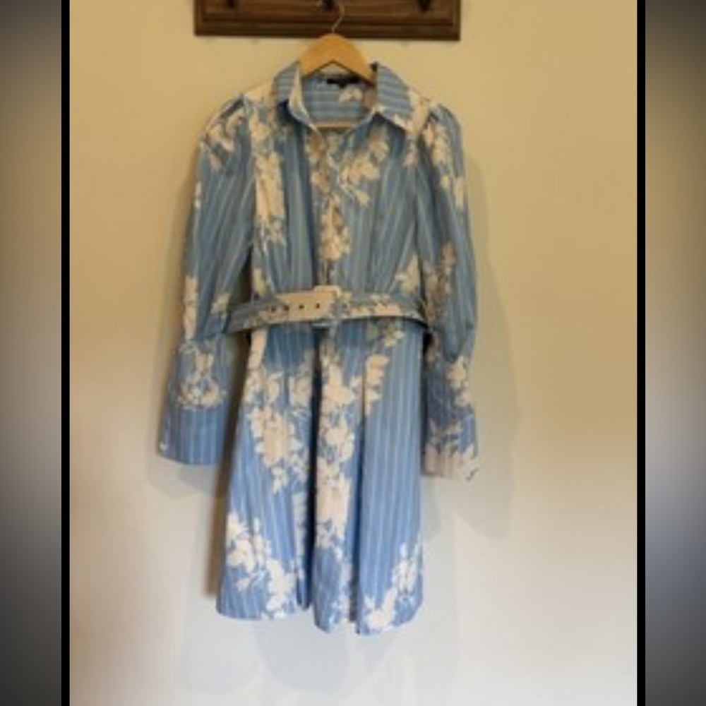 Beulah dress - inspired by safiyaa Oksana Pale Blue & White Short Dress - Picture 2 of 11